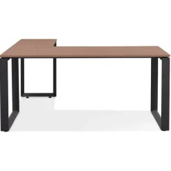 Bureau d'angle design 'BAKUS' en bois finition Noyer et métal noir