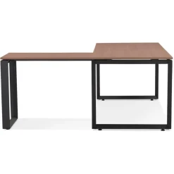 Bureau d'angle design 'BAKUS' en bois finition Noyer et métal noir