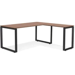 Bureau d'angle design 'BAKUS' en bois finition Noyer et métal noir