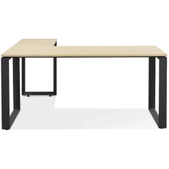 Bureau d'angle design 'BAKUS' en bois finition naturelle et métal noir