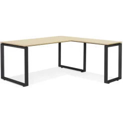 Bureau d'angle design 'BAKUS' en bois finition naturelle et métal noir