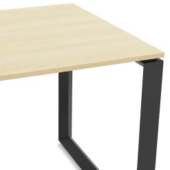 Bureau d'angle design 'BAKUS' en bois finition naturelle et métal noir