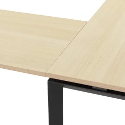 Bureau d'angle design 'BAKUS' en bois finition naturelle et métal noir