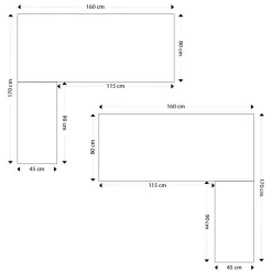 Bureau d'angle design 'XLINE' en bois finition Noyer et métal blanc
