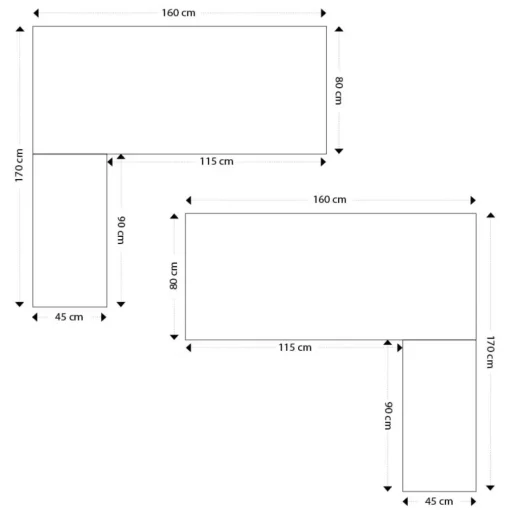 Bureau d'angle design 'XLINE' en bois finition Noyer et métal blanc