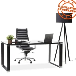 Bureau d'angle design 'XLINE' en bois finition Noyer et métal noir