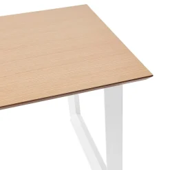 Bureau de direction droit 'GIMINI' en bois finition naturelle et métal blanc