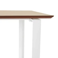 Bureau de direction droit 'GIMINI' en bois finition naturelle et métal blanc