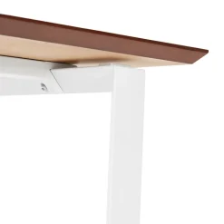 Bureau de direction droit 'GIMINI' en bois finition naturelle et métal blanc