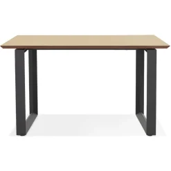 Bureau de direction droit 'GIMINI' en bois finition naturelle et métal noir