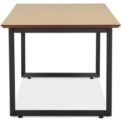 Bureau de direction droit 'GIMINI' en bois finition naturelle et métal noir