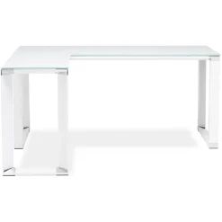 Bureau de direction en angle design 'XLINE' en verre blanc