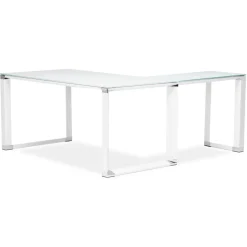 Bureau de direction en angle design 'XLINE' en verre blanc
