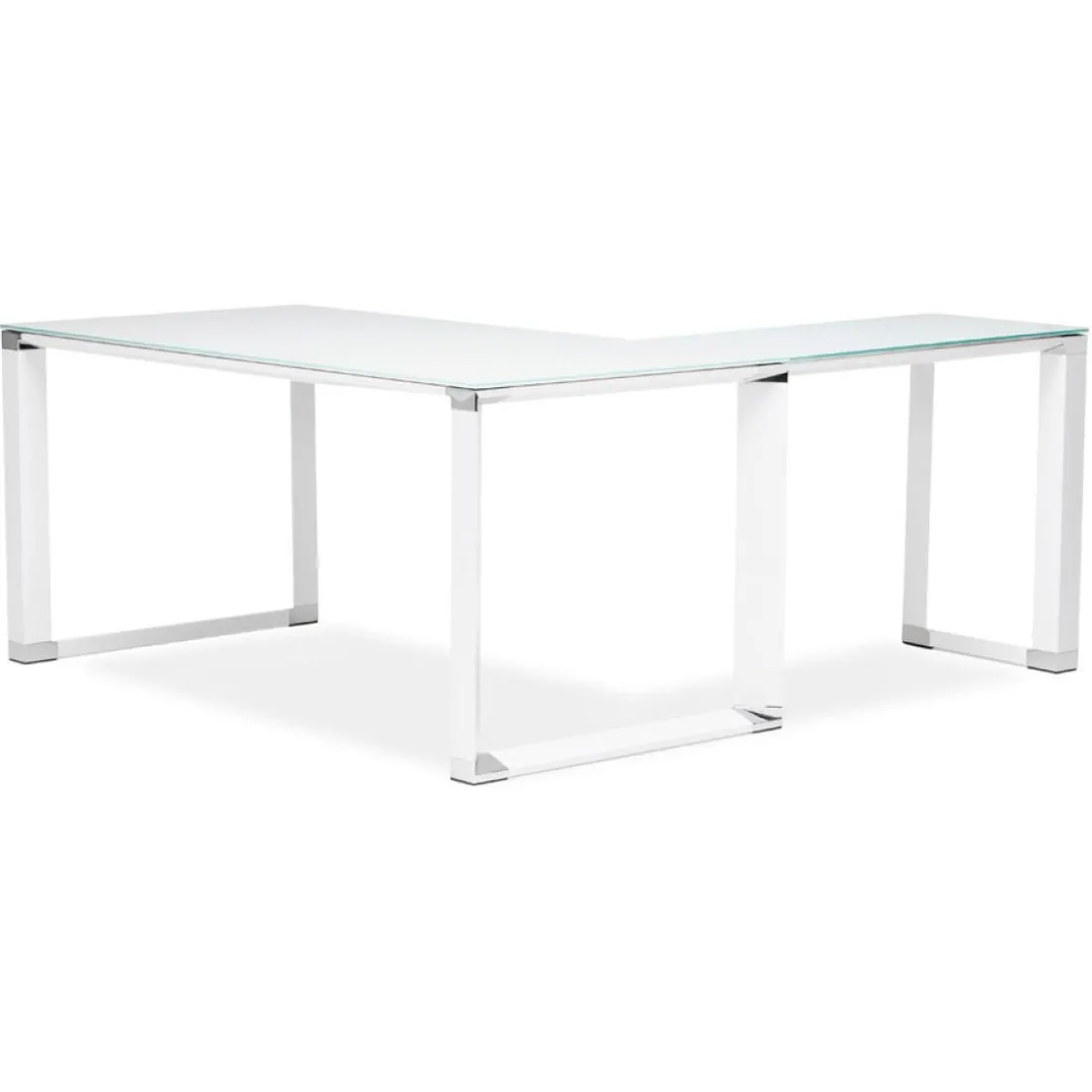 Bureau de direction en angle design 'XLINE' en verre blanc