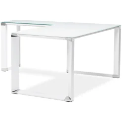 Bureau de direction en angle design 'XLINE' en verre blanc