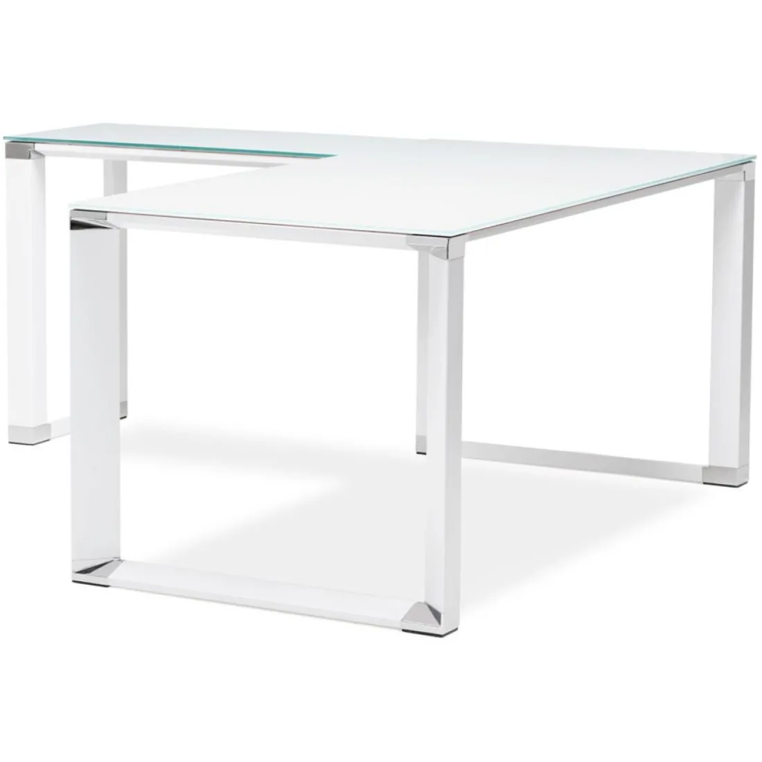 Bureau de direction en angle design 'XLINE' en verre blanc