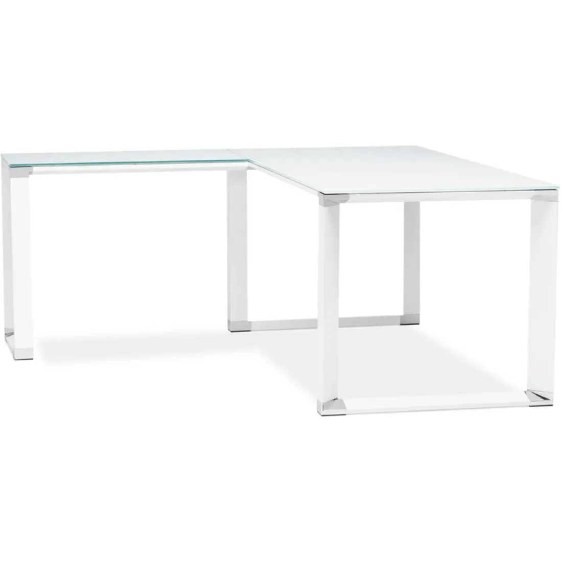 Bureau de direction en angle design 'XLINE' en verre blanc