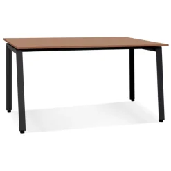 Bureau droit design 'AMADEUS' en bois finition Noyer et métal noir