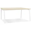 Bureau droit design 'AMADEUS' en bois finition naturelle et métal blanc