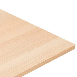 Bureau droit design 'AMADEUS' en bois finition naturelle et métal blanc