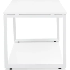 Bureau droit design 'BAKUS' en bois et métal blanc