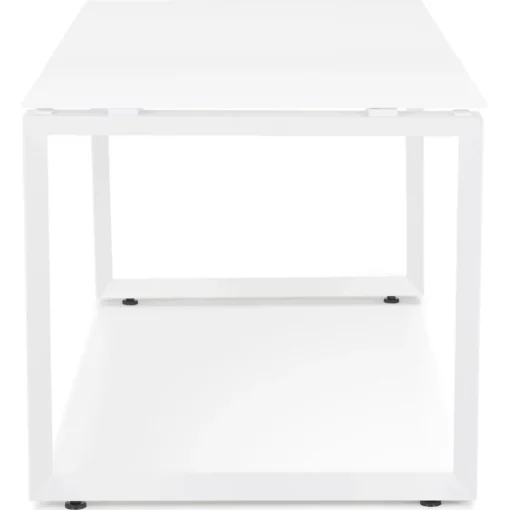 Bureau droit design 'BAKUS' en verre et métal blanc