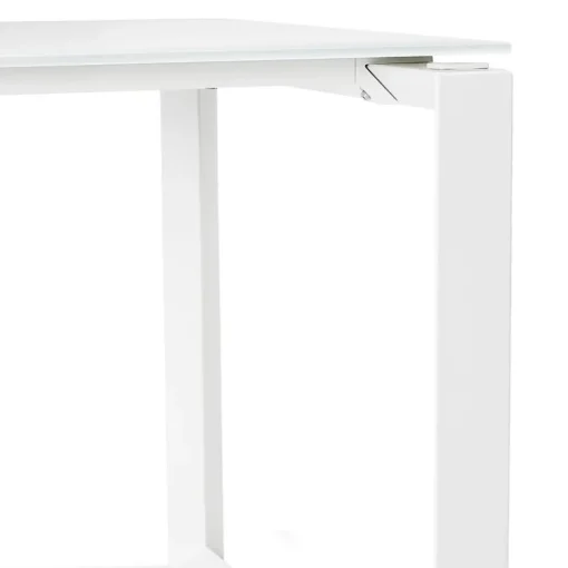 Bureau droit design 'BAKUS' en verre et métal blanc