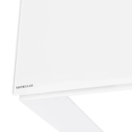 Bureau droit design 'BAKUS' en verre et métal blanc