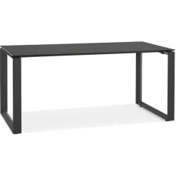 Bureau droit design 'BAKUS' en verre et métal noir