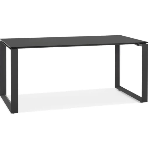 Bureau droit design 'BAKUS' en verre et métal noir