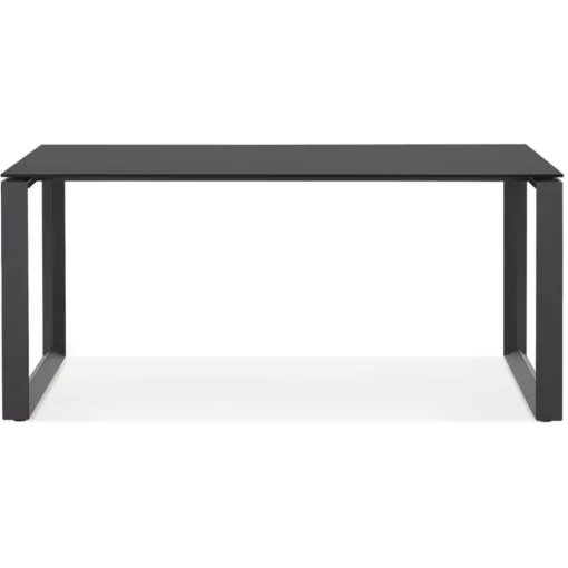 Bureau droit design 'BAKUS' en verre et métal noir