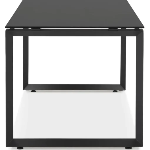 Bureau droit design 'BAKUS' en verre et métal noir