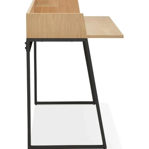 Bureau droit design 'SALMON' en bois finition naturelle et métal noir