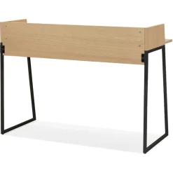 Bureau droit design 'SALMON' en bois finition naturelle et métal noir