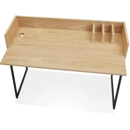 Bureau droit design 'SALMON' en bois finition naturelle et métal noir
