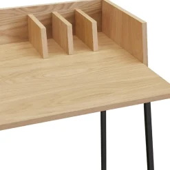 Bureau droit design 'SALMON' en bois finition naturelle et métal noir