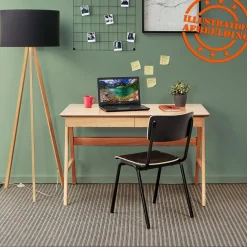 Bureau droit design 'SIROKO' en bois naturel