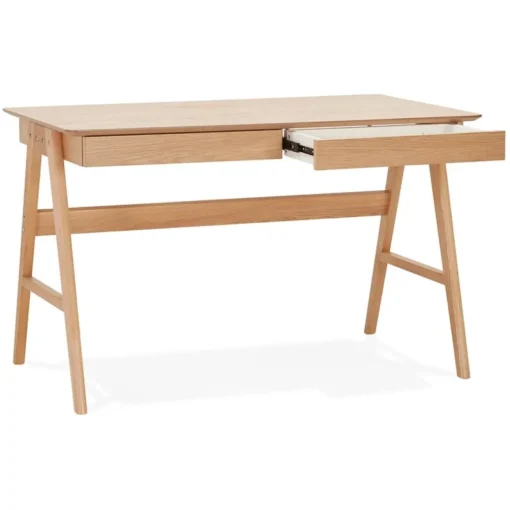 Bureau droit design 'SIROKO' en bois naturel