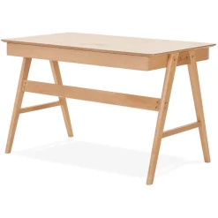 Bureau droit design 'SIROKO' en bois naturel