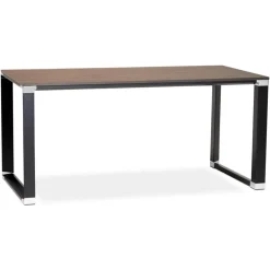 Bureau droit design 'XLINE' en bois finition Noyer et métal noir