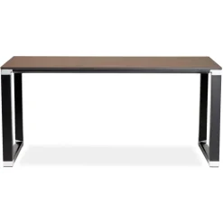 Bureau droit design 'XLINE' en bois finition Noyer et métal noir