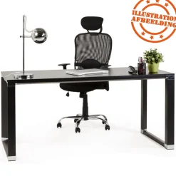 Bureau droit design 'XLINE' en bois finition Noyer et métal noir