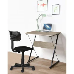 Bureau en métal noir et plateaux en bois