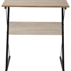 Bureau en métal noir et plateaux en bois marron