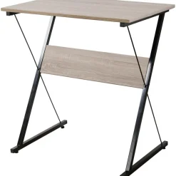 Bureau en métal noir et plateaux en bois marron