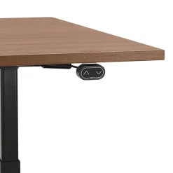 Bureau ergonomique électrique 'TRONIK' noir avec plateau en bois finition Noyer