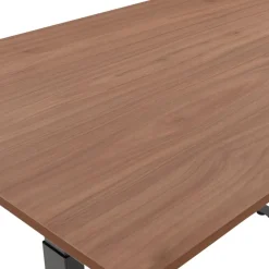 Bureau ergonomique électrique 'TRONIK' noir avec plateau en bois finition Noyer