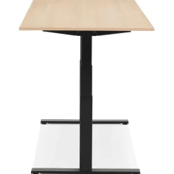 Bureau ergonomique électrique 'TRONIK' noir avec plateau en bois finition naturelle