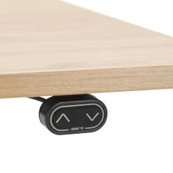 Bureau ergonomique électrique 'TRONIK' noir avec plateau en bois finition naturelle