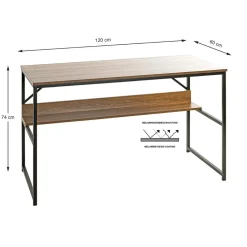 bureau métal laqué noir et chêne